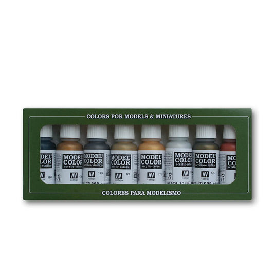 AV Vallejo Model Color Set - Metallics 17ml (x8) bottle paint set VAL70118