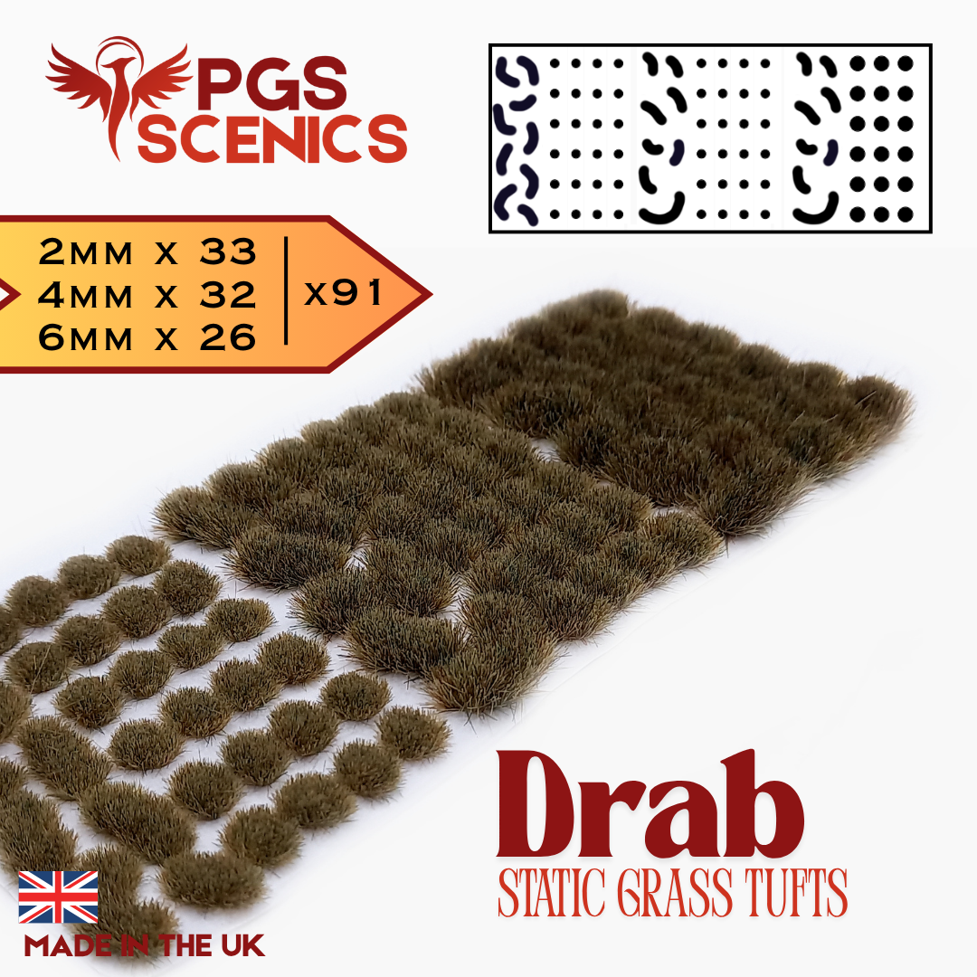 Drab - x91 2/4/6mm Mixed Static Grass Tufts