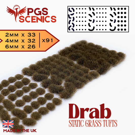 Drab - x91 2/4/6mm Mixed Static Grass Tufts
